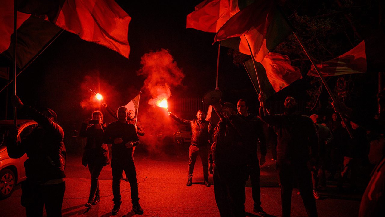 Protest against gypsies, Torre Maura, Rome, Italy