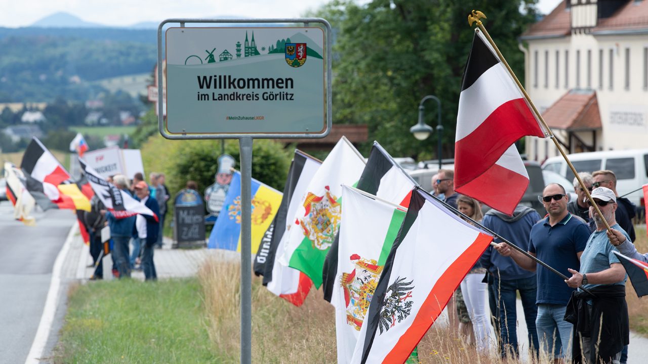 Proteste an der B96 in Bautzen, Sachsen.