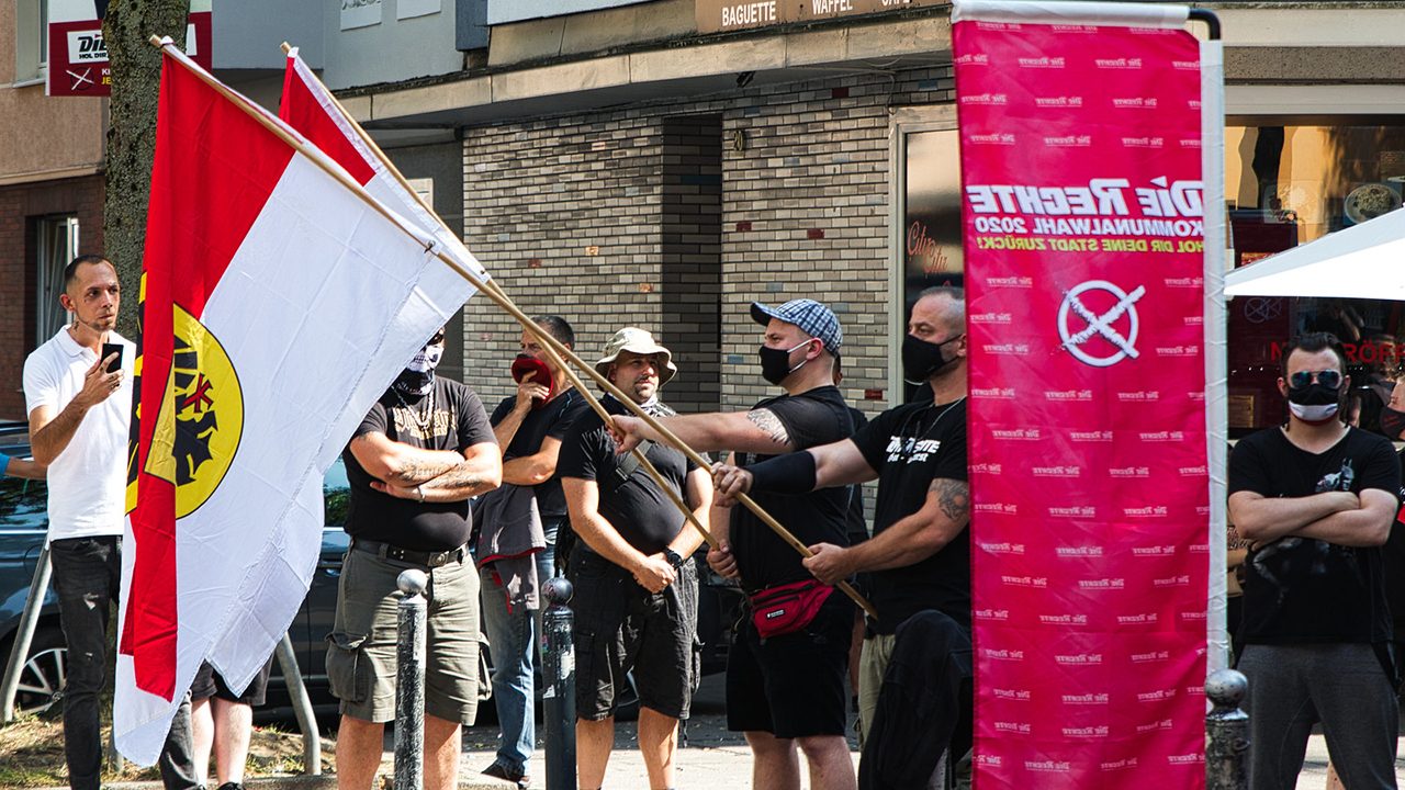 Eine Demo der Partei "Die Rechte" in der Dortmunder Nordstadt am 1. August 2020.