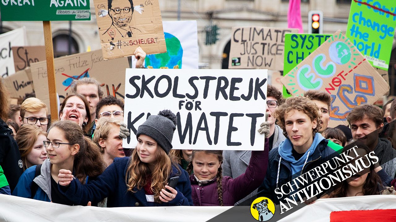 Greta Thunberg, Luisa Neubauer und andere Schüler:innen auf einer Klimademonstration von „Fridays for Future“ in Berlin 2019