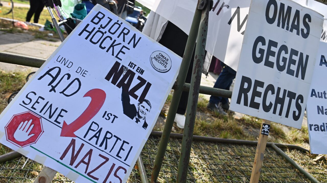 Proteste gegen den AfD-Parteitag am 28.07.2023 in Magdeburg.